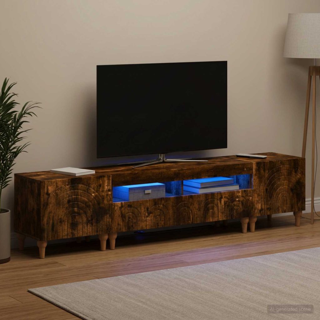 3-osainen LED-TV-kaappi Savutammi Tekninen puu