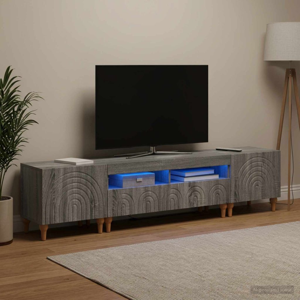 3-osainen LED-TV-kaappi Harmaa Sonoma Tekninen puu