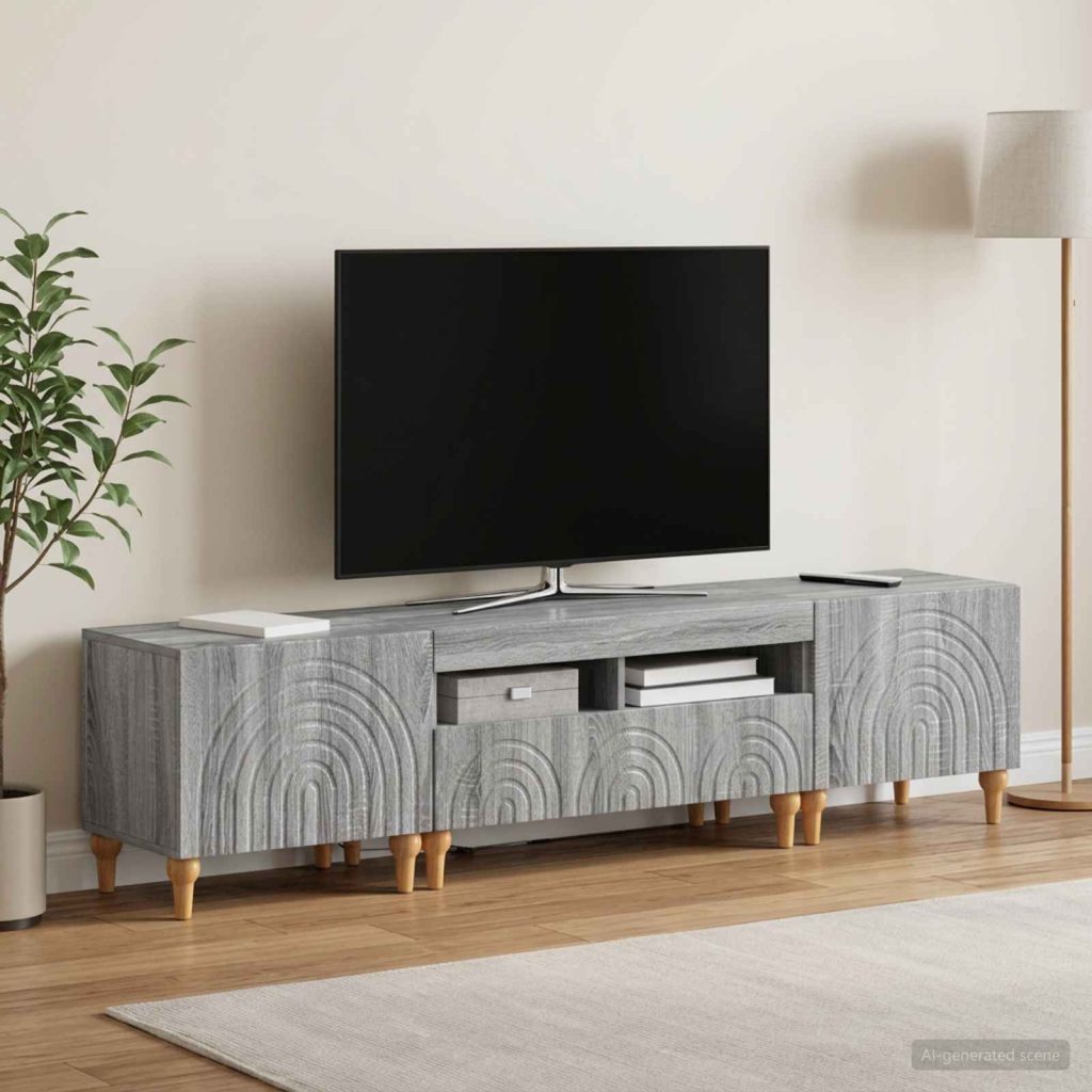 3-osainen LED-TV-kaappi Harmaa Sonoma Tekninen puu