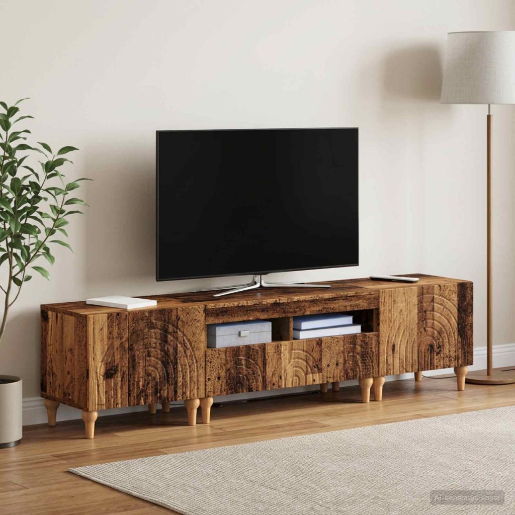 3-osainen LED-TV-kaappi Vanha puu Tekninen puu