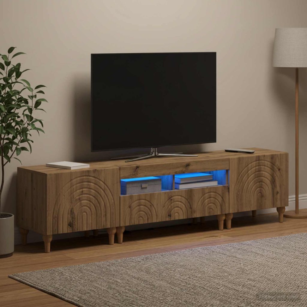 3-osainen LED-TV-kaappi Artisaanitammi Tekninen puu
