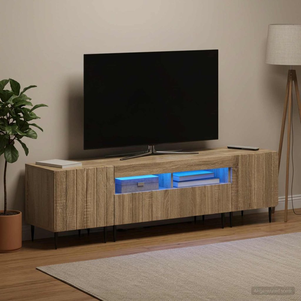 3-osainen LED-TV-kaappi ZWOLLE Sonoma-tammi Tekninen puu