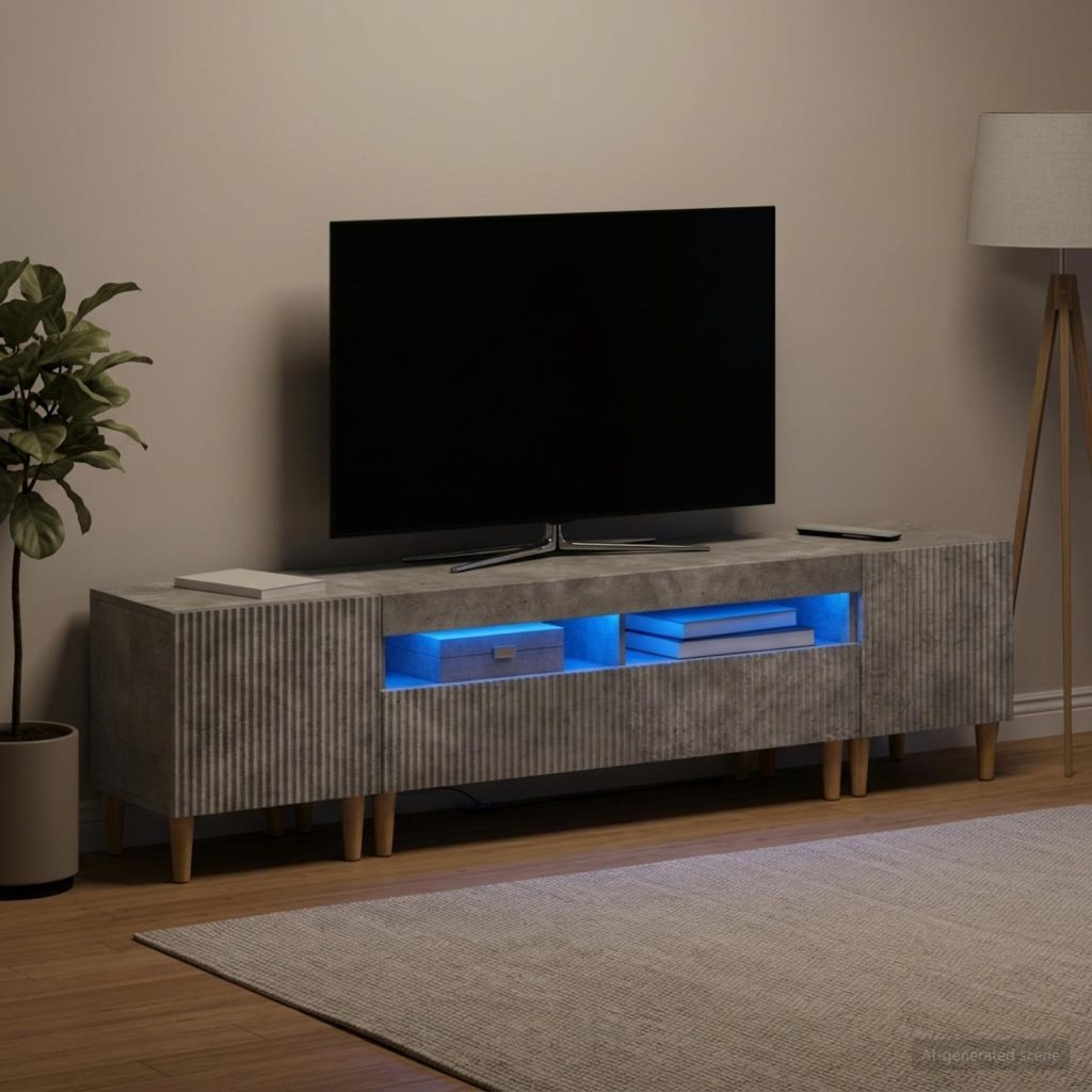 3-osainen LED-TV-kaappi ARNHEM 3 kpl Betoninharmaa Tekninen puu