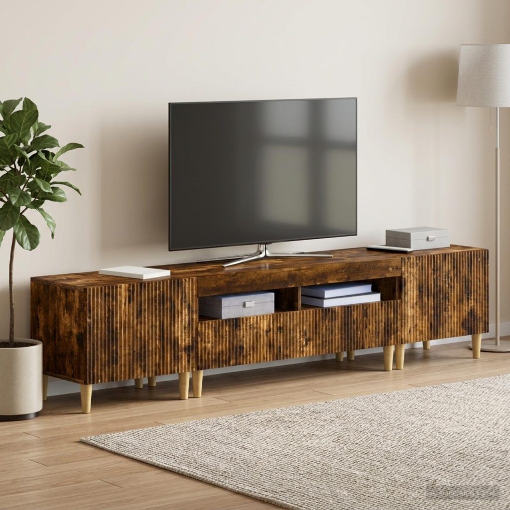 3-osainen LED-TV-kaappi ARNHEM 3 kpl Savutammi Tekninen puu
