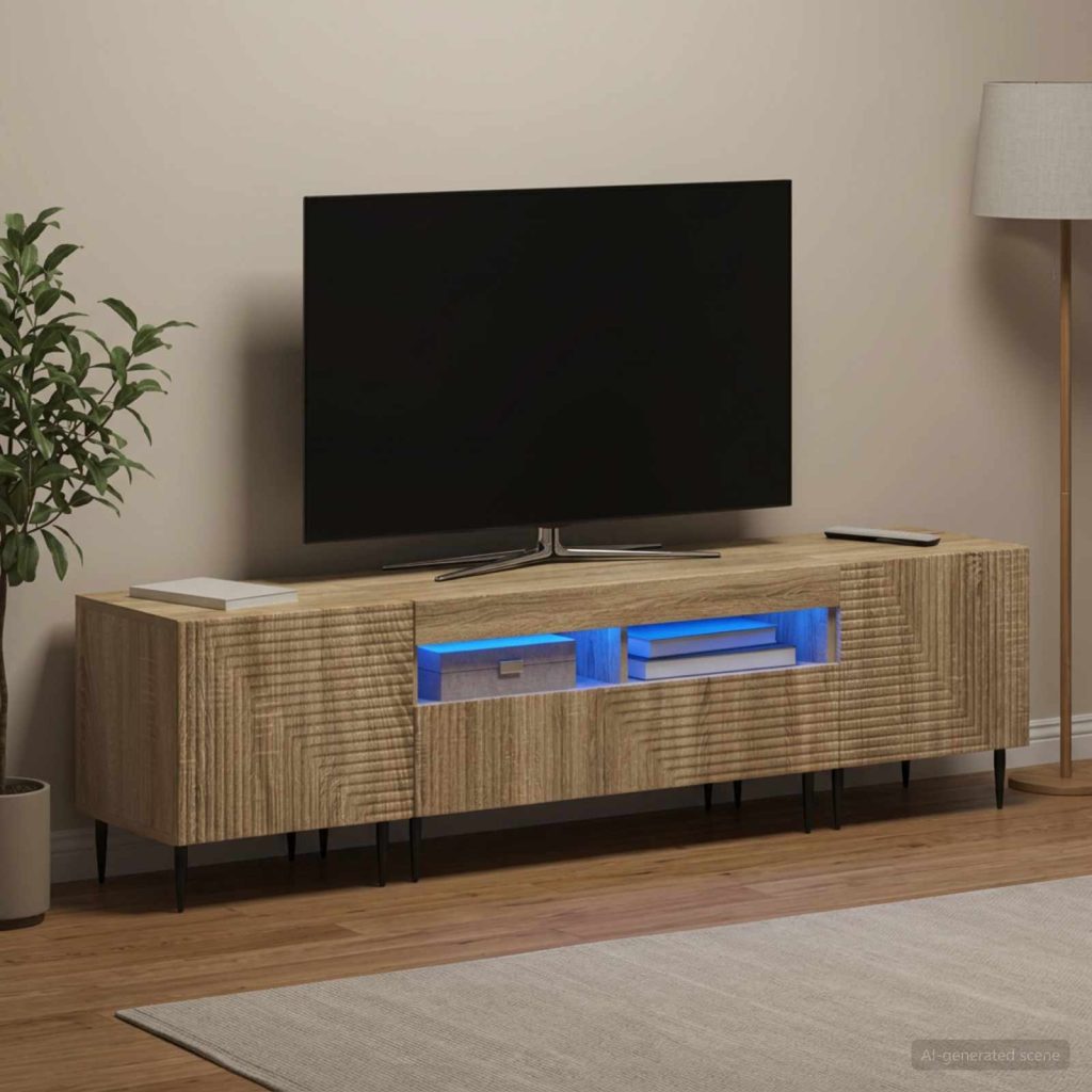 3-osainen LED-TV-kaappi Sonoma-tammi Tekninen puu