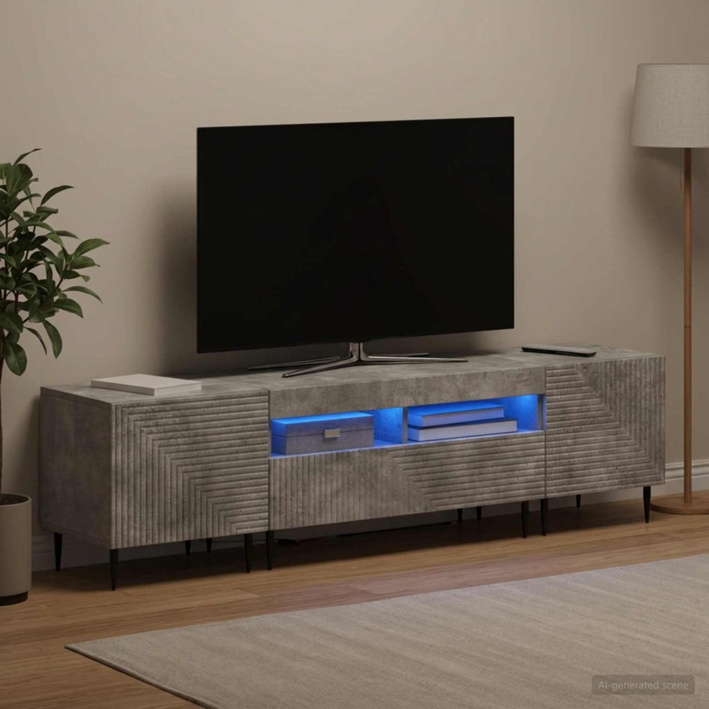 3-osainen LED-TV-kaappi Betoninharmaa Tekninen puu