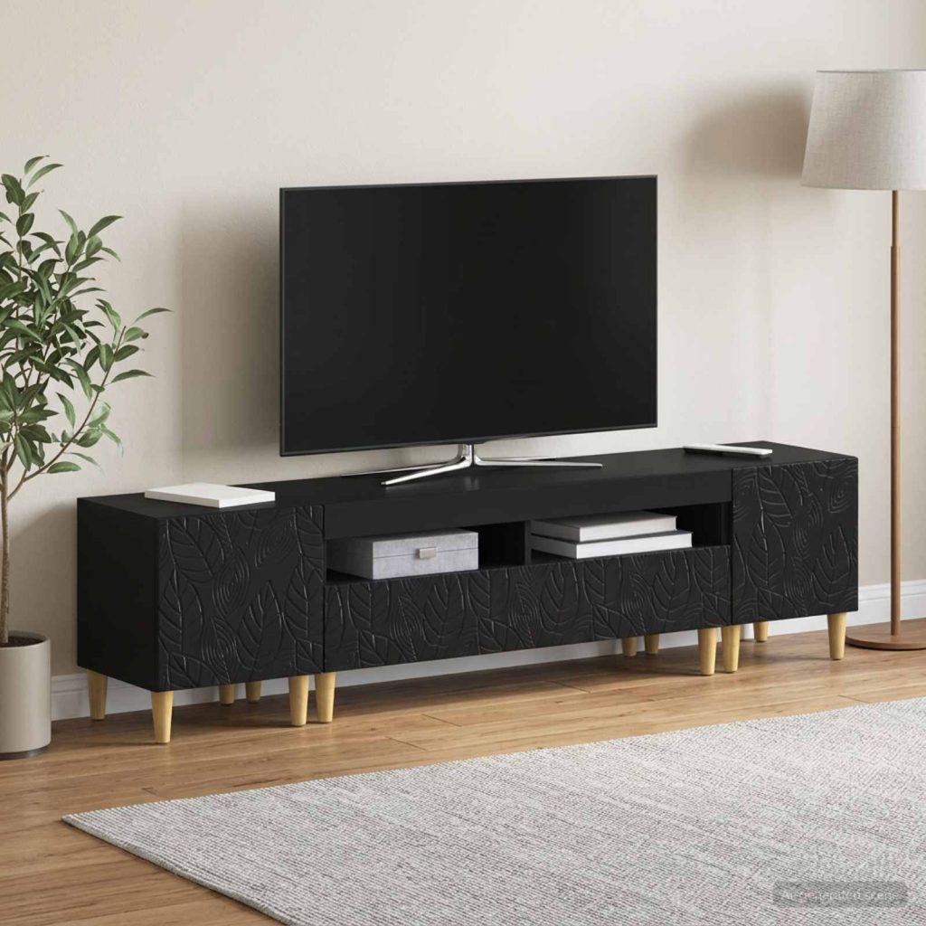 3-osainen LED-TV-kaappi DELFT Musta Tekninen puu