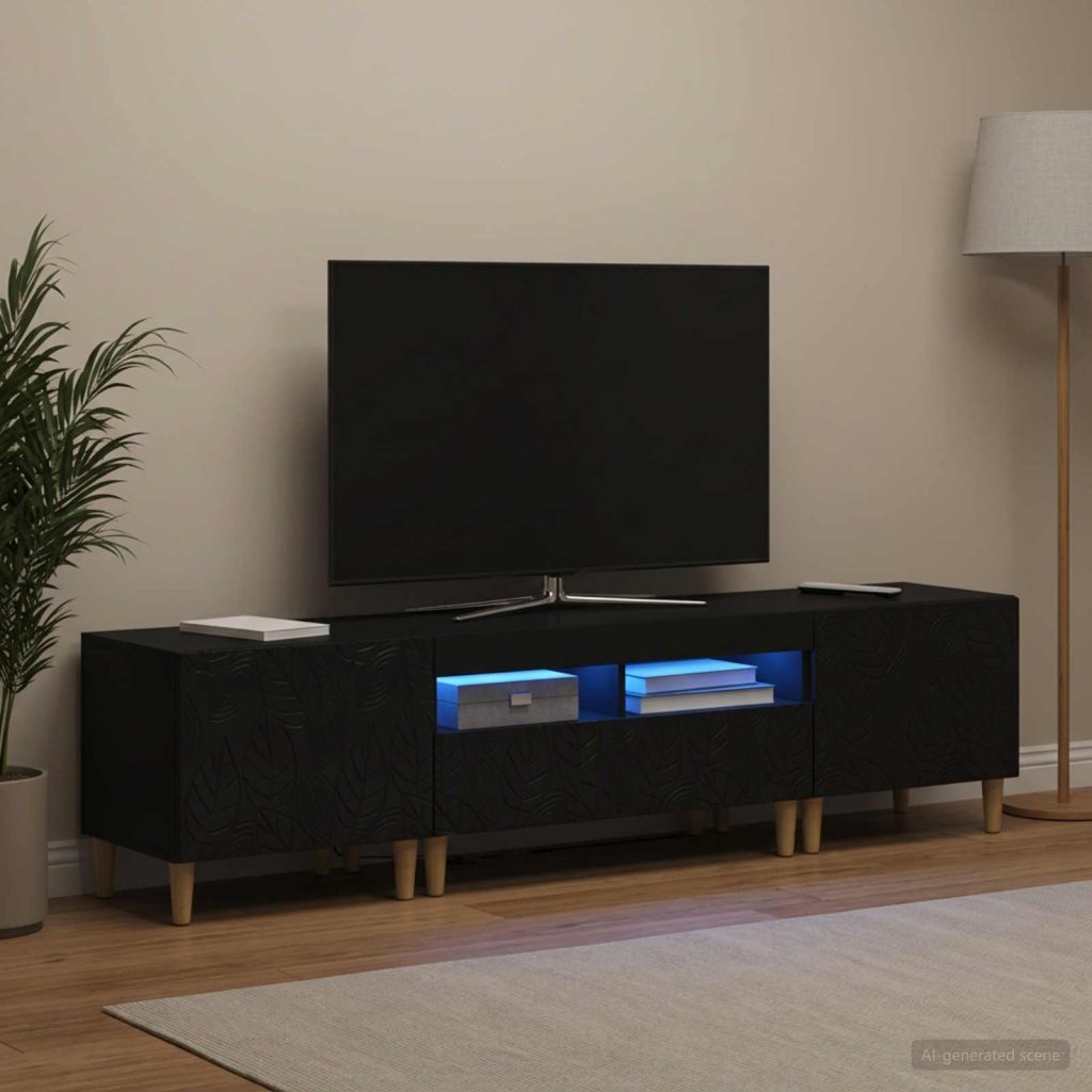3-osainen LED-TV-kaappi DELFT Musta Tekninen puu