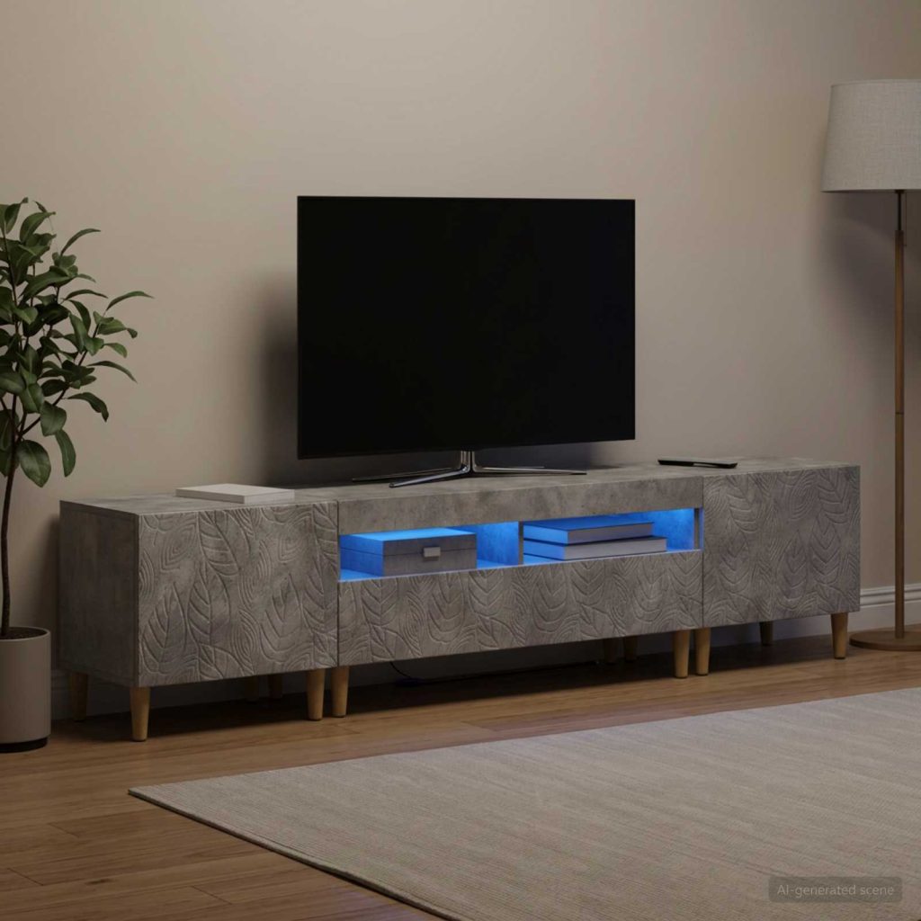 3-osainen LED-TV-kaappi DELFT Betoninharmaa Tekninen puu