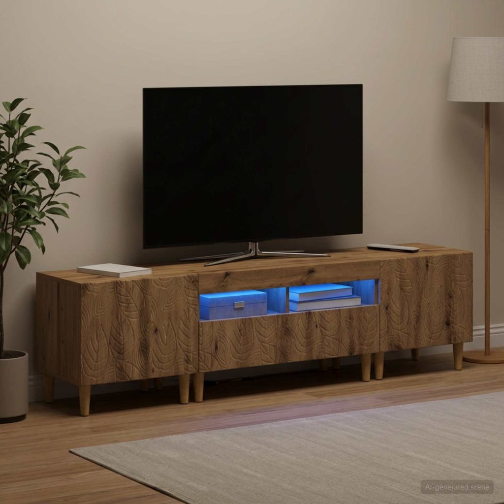 3-osainen LED-TV-kaappi DELFT Artisaanitammi Tekninen puu