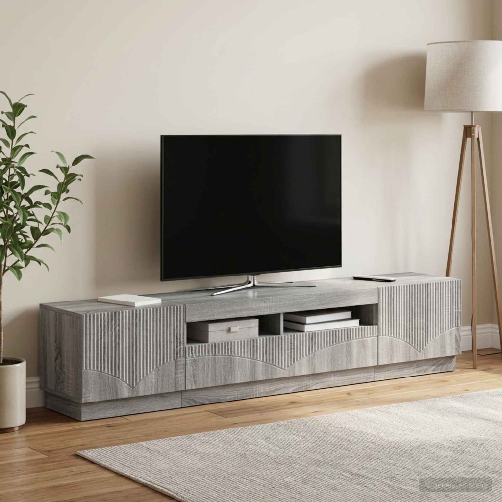 LED TV-kaappi HOORN 3 kpl Harmaa Sonoma Tekninen puu