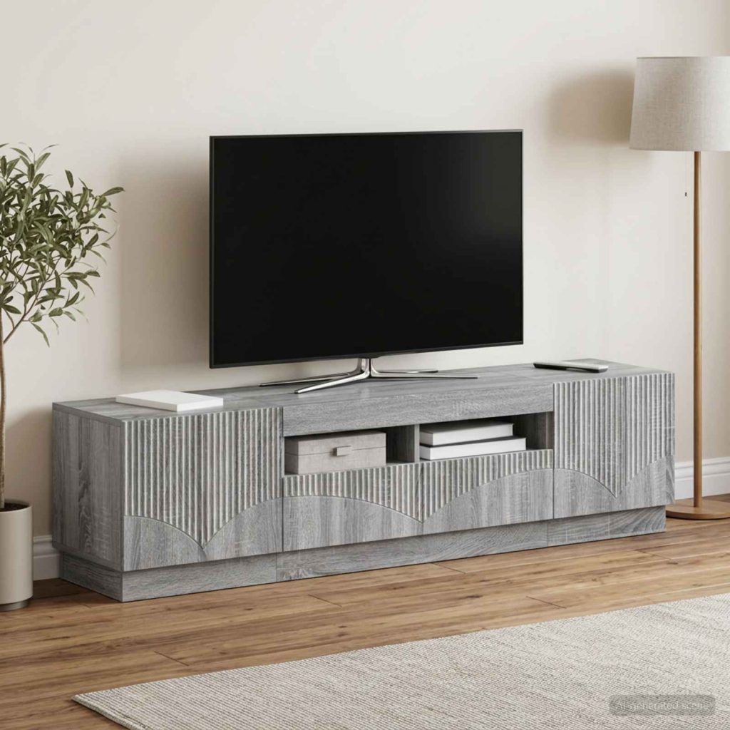 LED TV-kaappi HOORN 3 kpl Harmaa Sonoma Tekninen puu