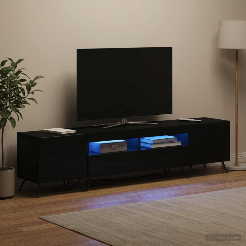 LED TV-kaappi BREDA 3 kpl Musta Tekninen puu