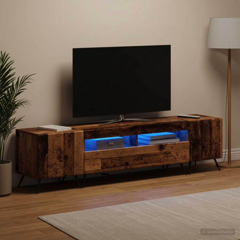 LED TV-kaappi BREDA 3 kpl Vanha puu Tekninen puu