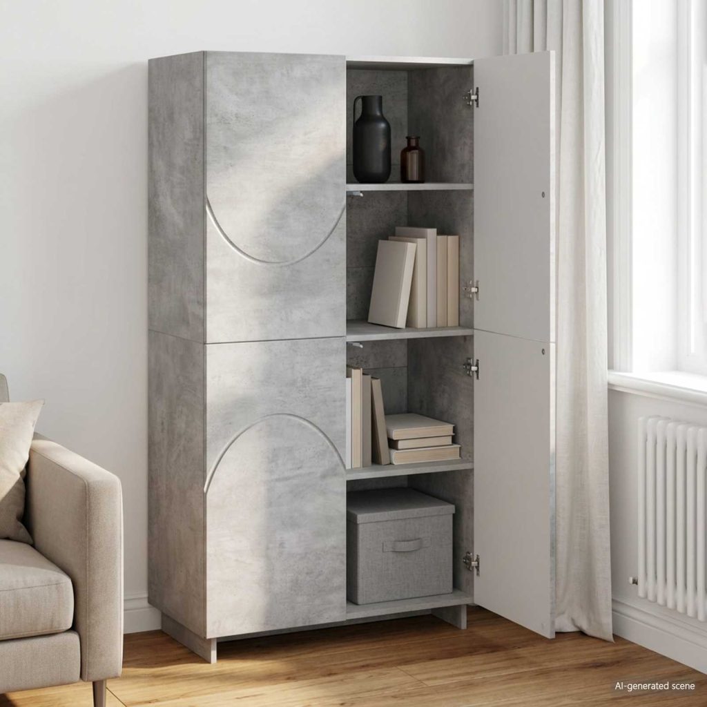 Korkea kaappi Betoninharmaa 79 x 41 x 151 cm Tekninen puu