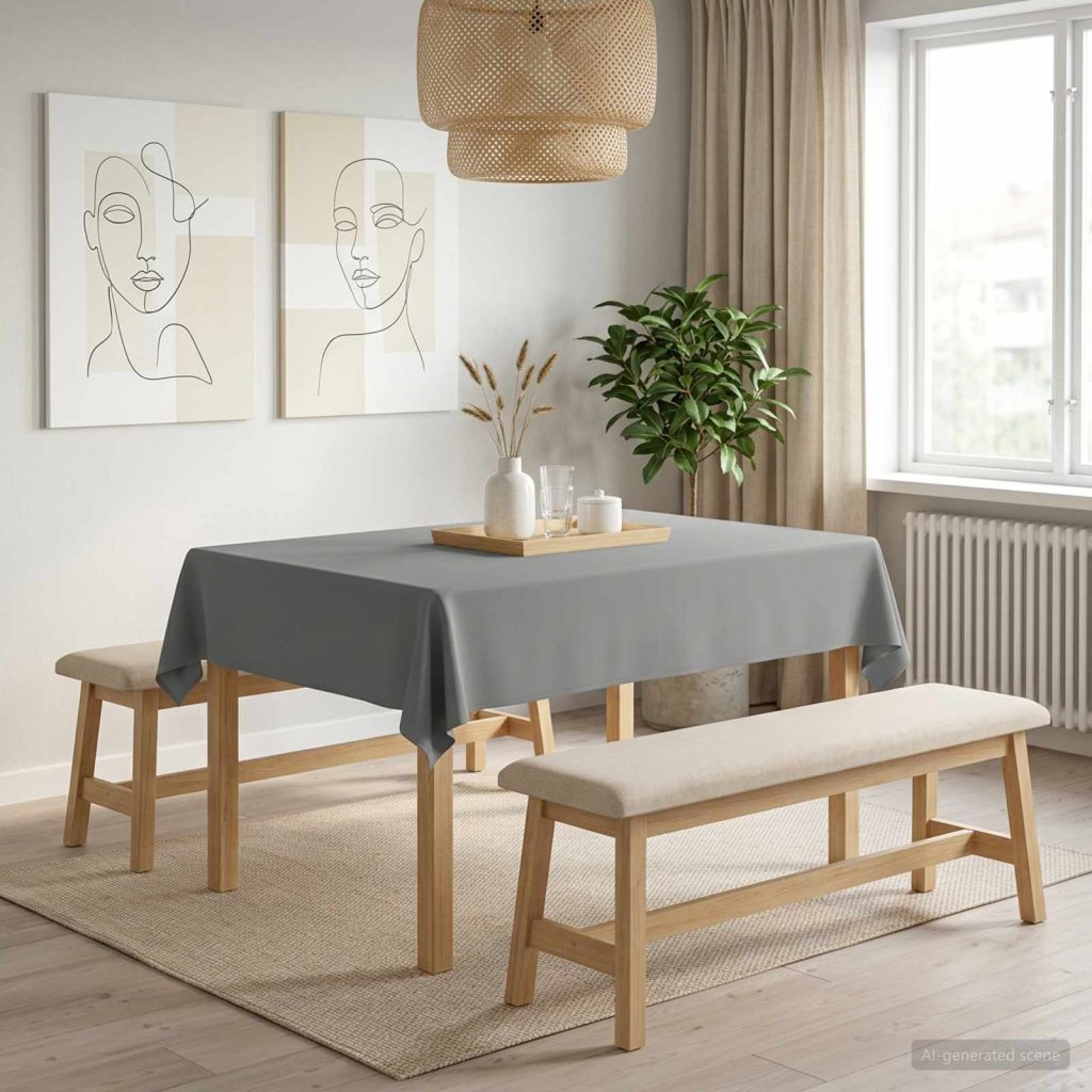 Pöydän Liina Suorakaide Vaaleanharmaa 110 x 140 cm Polyesteri