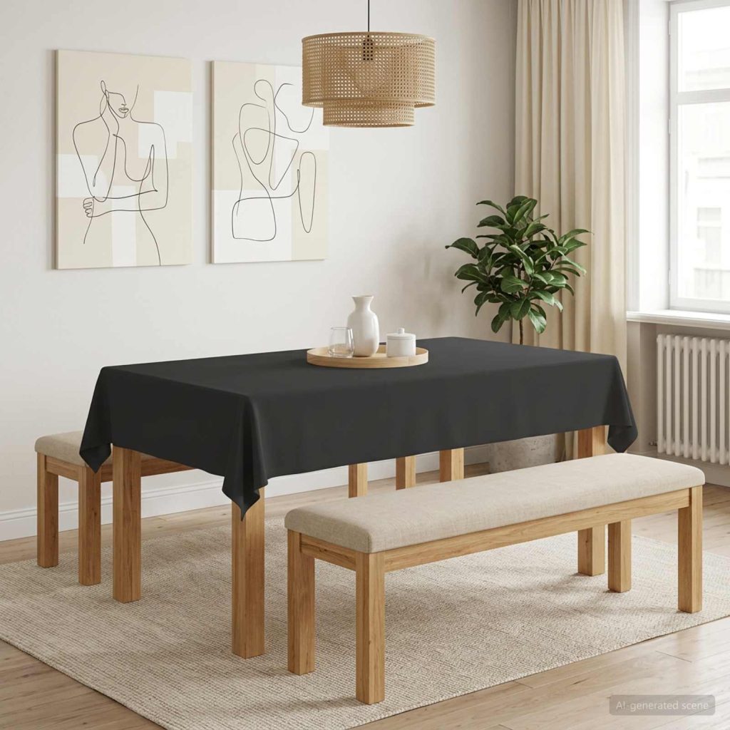 Pöydän Liina Suorakaide Tummanharmaa 110 x 160 cm Polyesteri