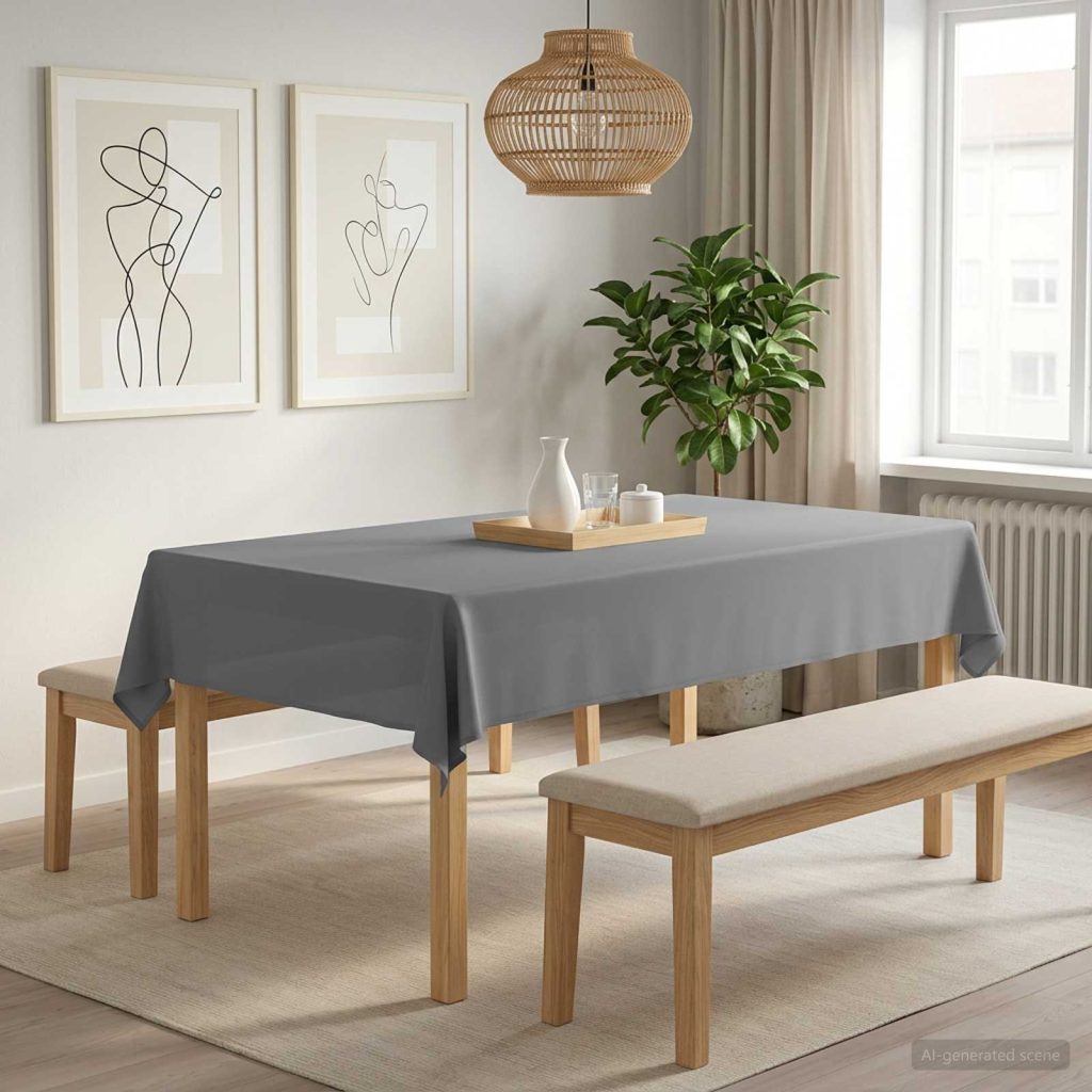 Pöydän Liina Suorakaide Vaaleanharmaa 110 x 180 cm Polyesteri