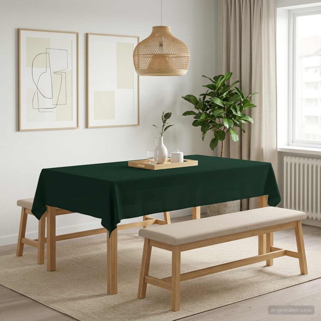 Pöydän Liina Suorakaide Tummanvihreä 110 x 180 cm Polyesteri