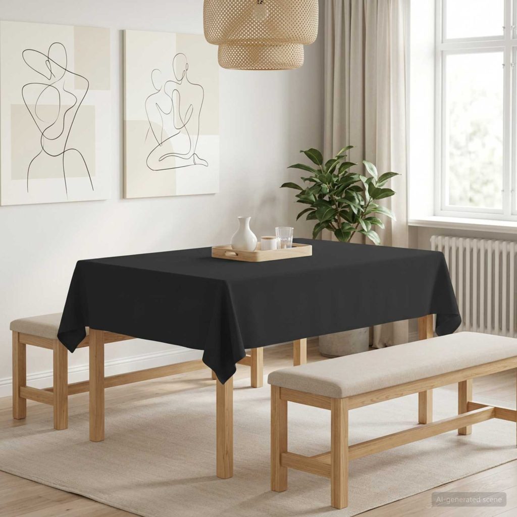 Pöydän Liina Suorakaide Tummanharmaa 140 x 160 cm Polyesteri