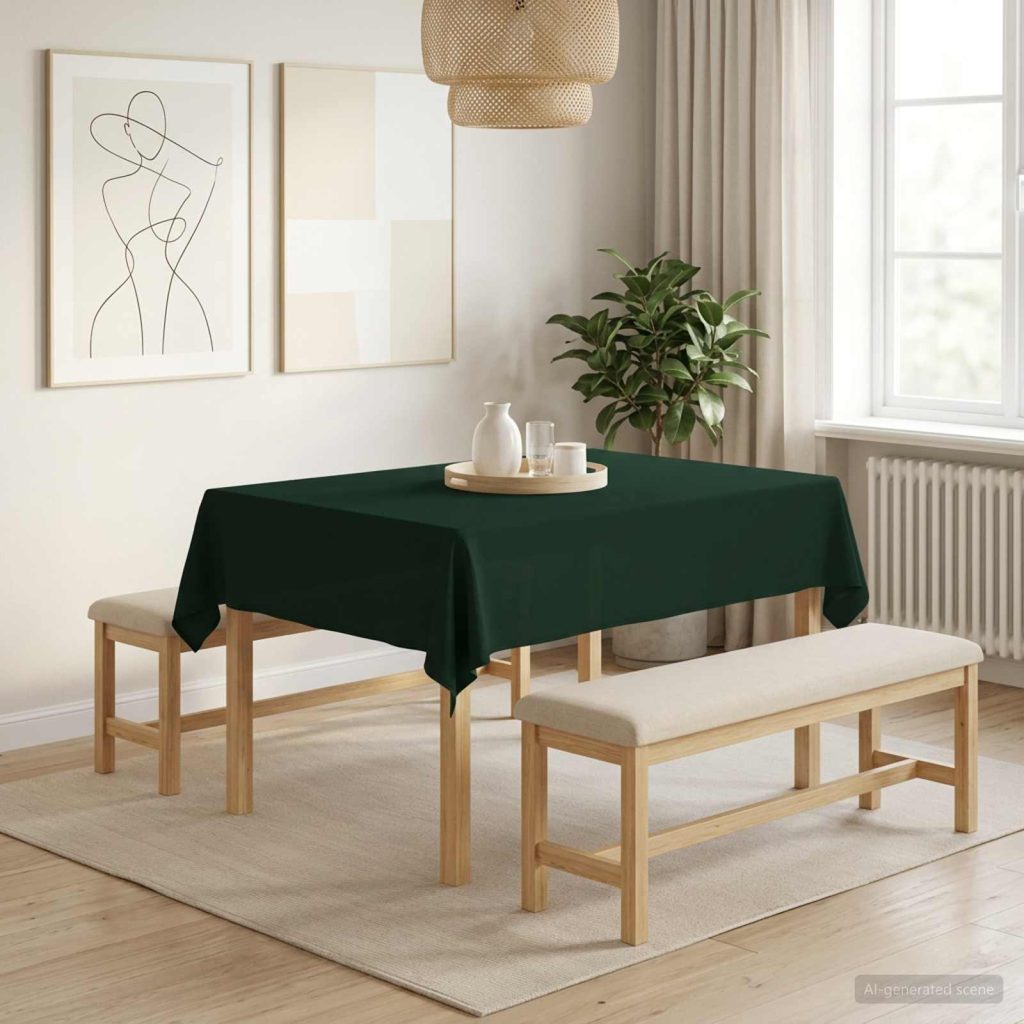Pöydän Liina Suorakaide Tummanvihreä 140 x 160 cm Polyesteri