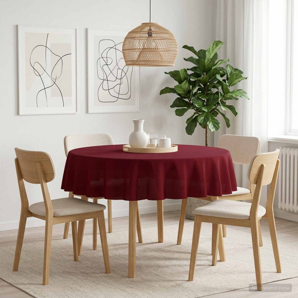 Pöydän Liina Pyöreä Viininpunainen Ø 180 cm Polyesteri