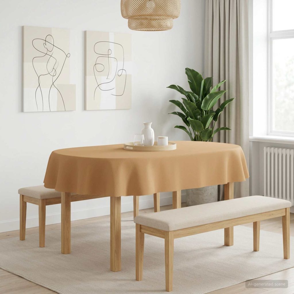 Pöydän Liina Ovaali Beige 130 x 220 cm Polyesteri