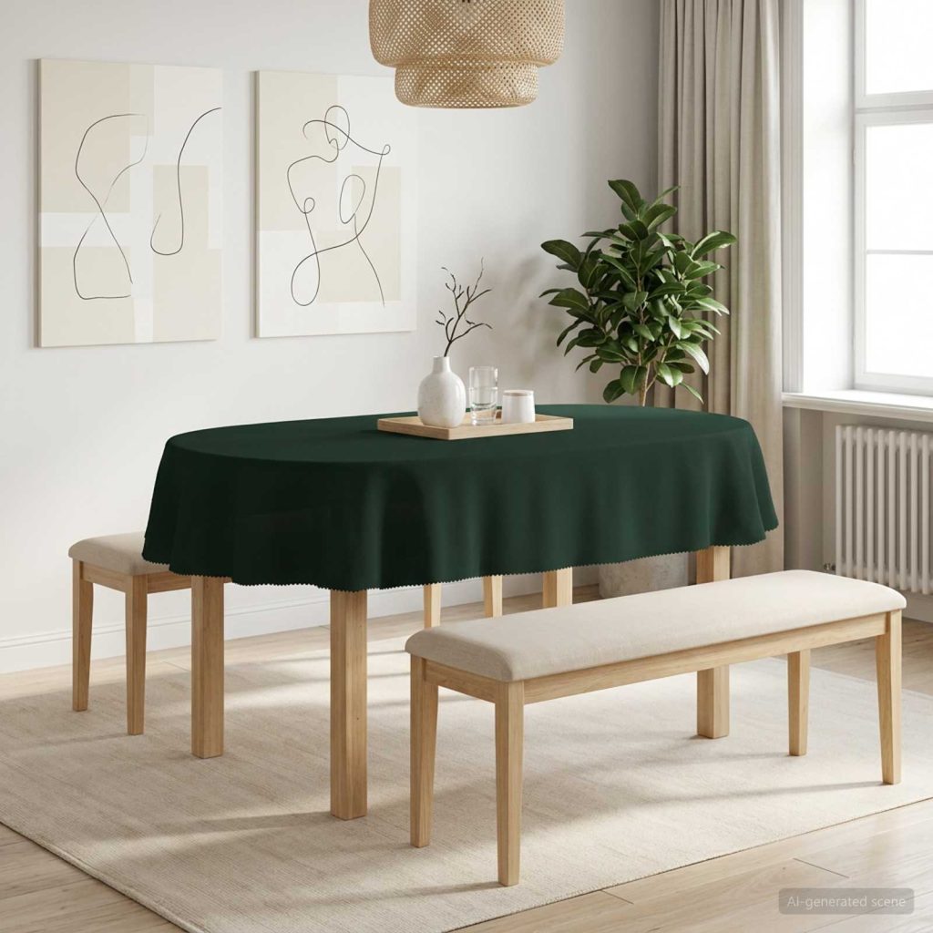 Pöydän Liina Ovaali Tummanvihreä 160 x 220 cm Polyesteri