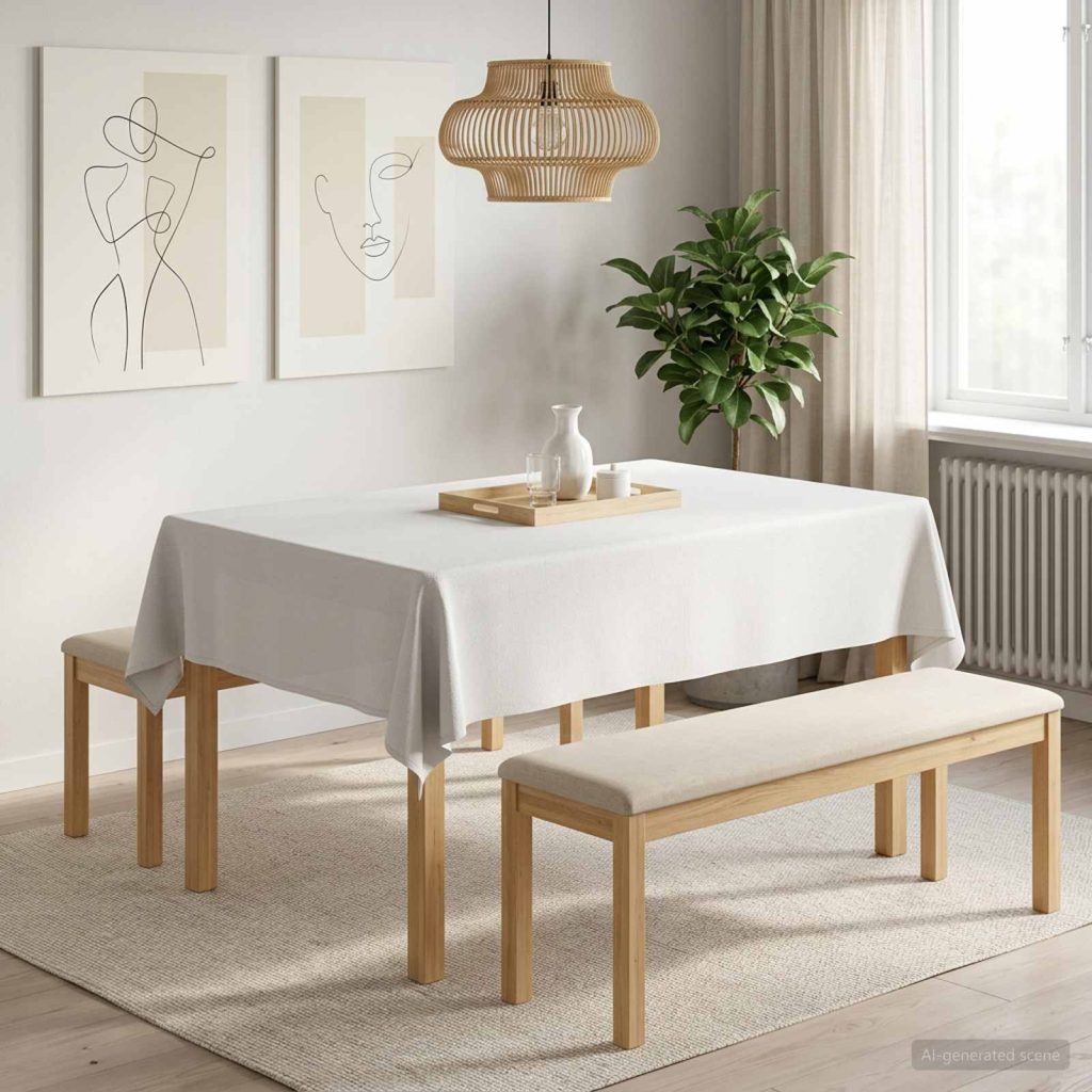 Pöydän Liina Suorakaide valkoinen 110 x 140 cm