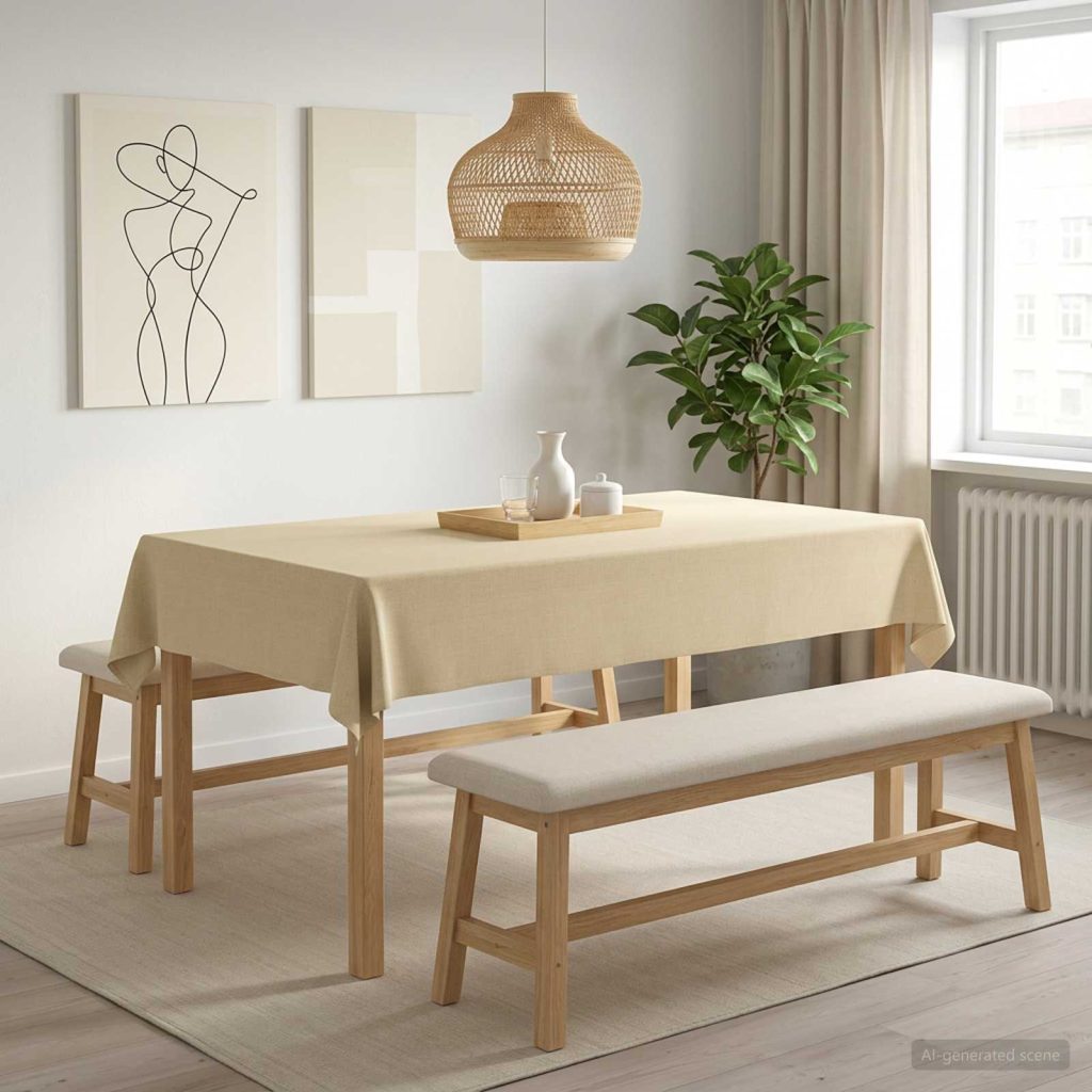 Pöydän Liina Suorakaide Kermanvalkoinen 110 x 160 cm