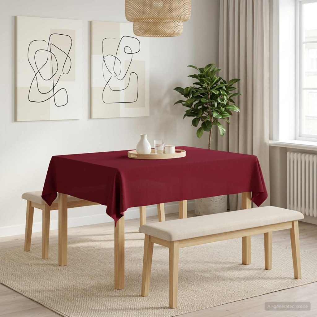 Pöydän Liina Suorakaide Viininpunainen 140 x 160 cm