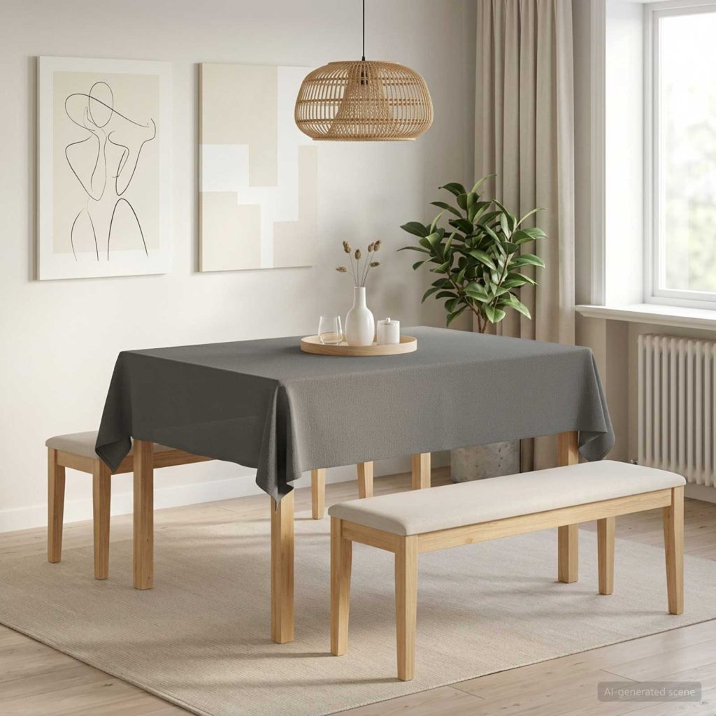 Pöydän Liina Suorakaide Vaaleanharmaa 140 x 180 cm