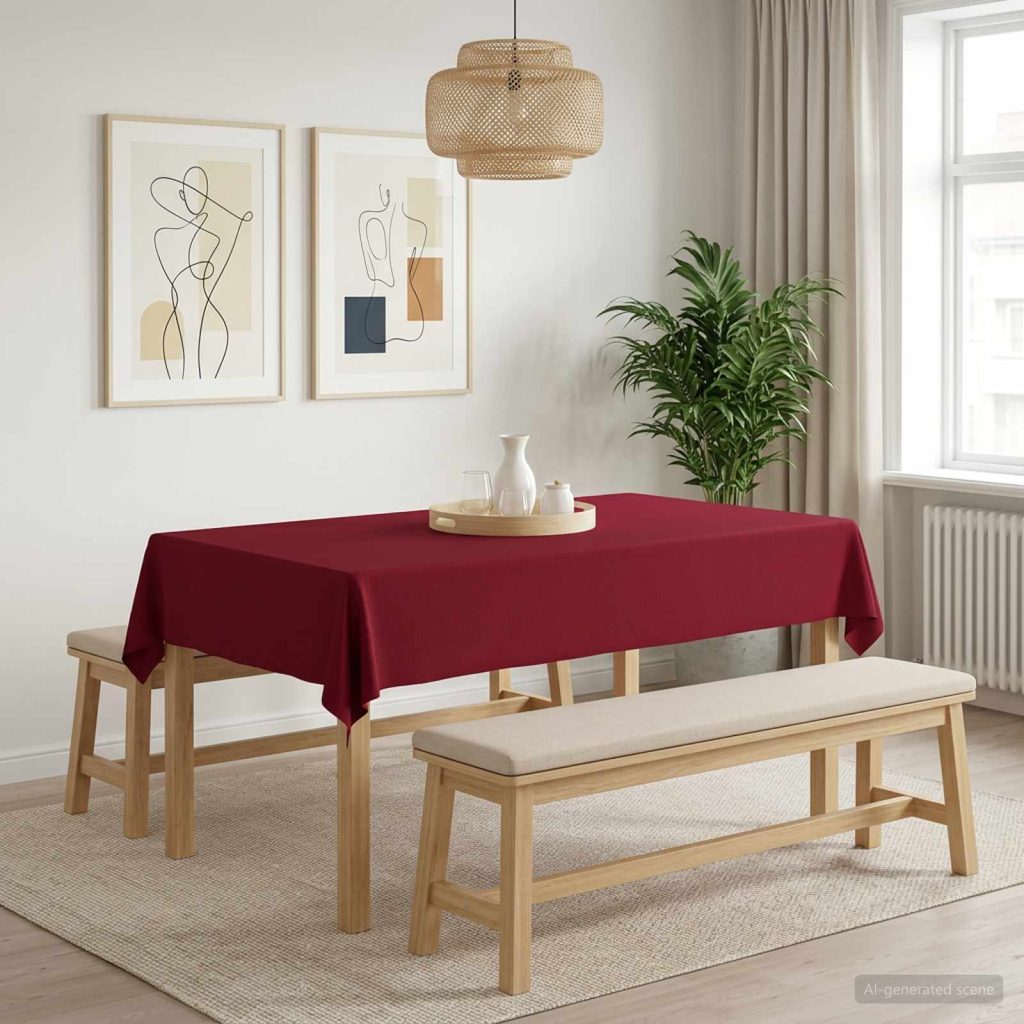 Pöydän Liina Suorakaide Viininpunainen 140 x 220 cm