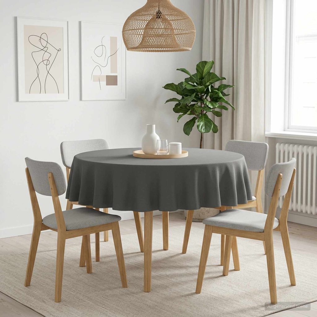 Pöydän Liina Pyöreä Vaaleanharmaa Ø 140 cm