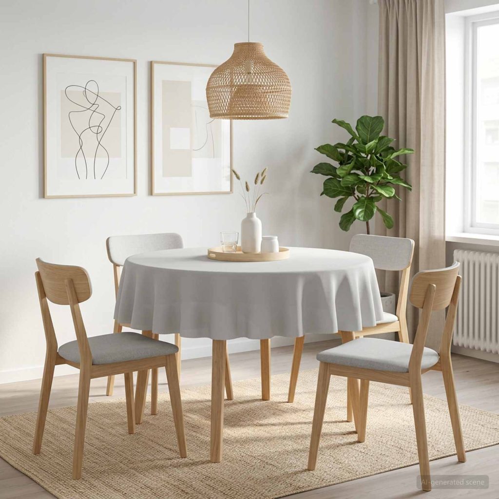 Pöydän Liina Pyöreä valkoinen Ø 140 cm
