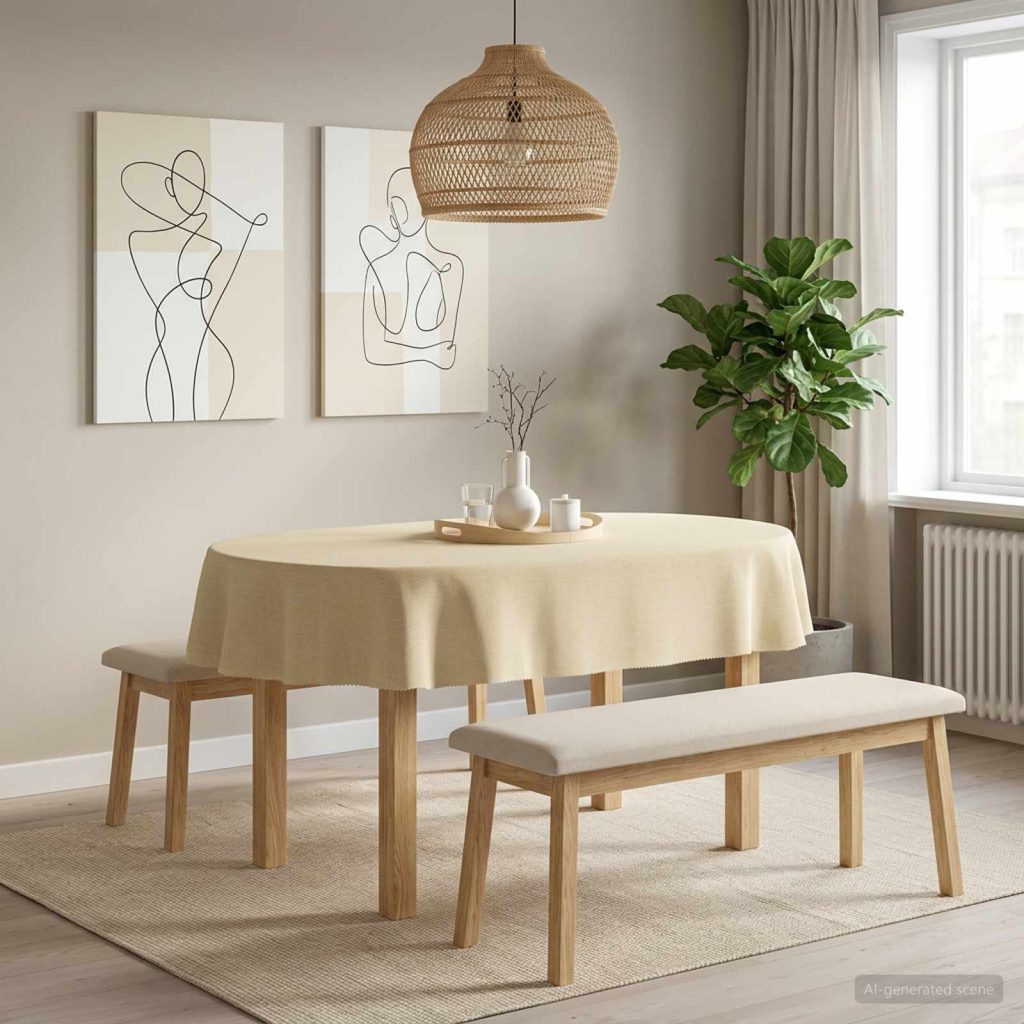 Pöydän Liina Ovaali Kermanvalkoinen 130 x 220 cm