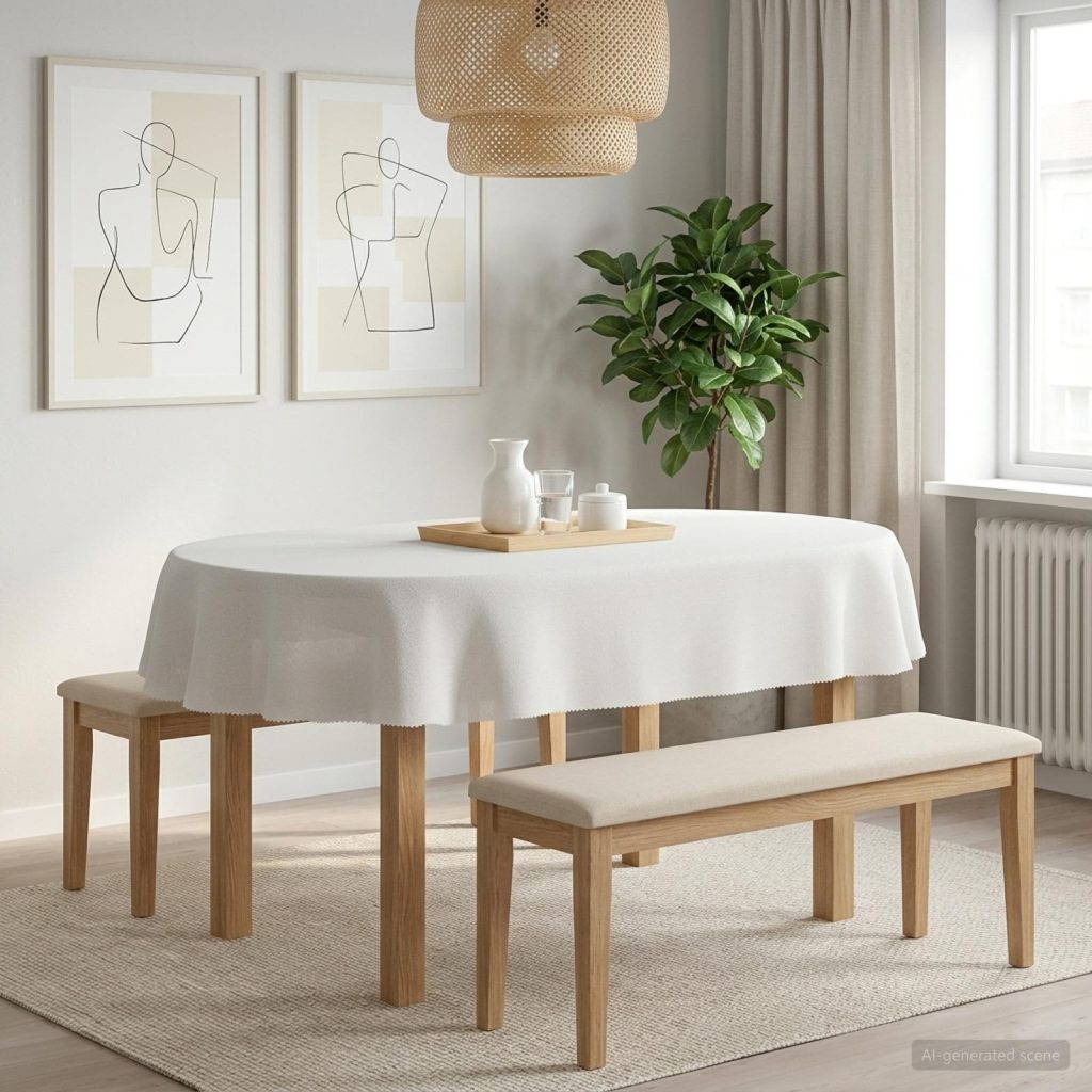 Pöydän Liina Ovaali valkoinen 130 x 220 cm