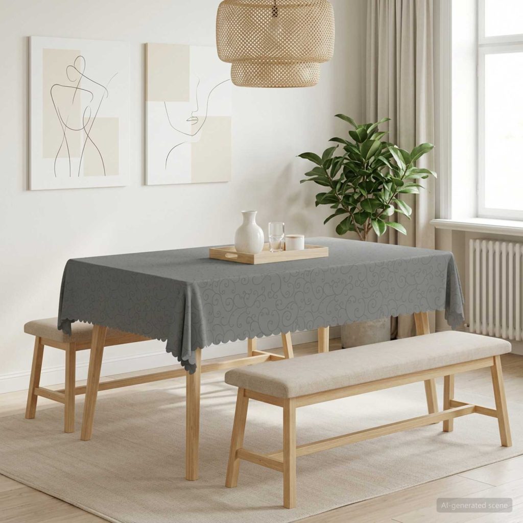 Pöydän Liina Suorakaide Vaaleanharmaa 110 x 140 cm