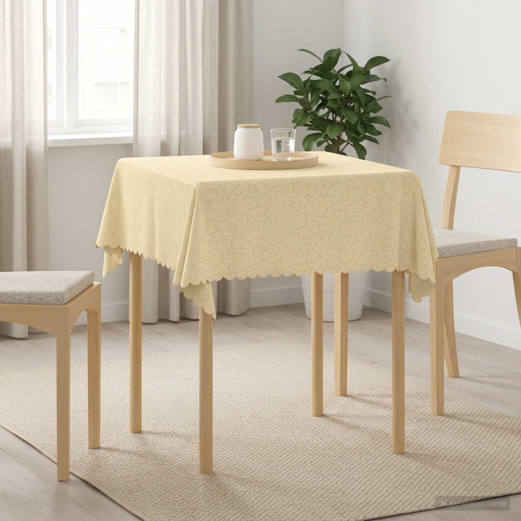 Pöydän Liina Suorakaide Kermanvalkoinen 140 x 140 cm