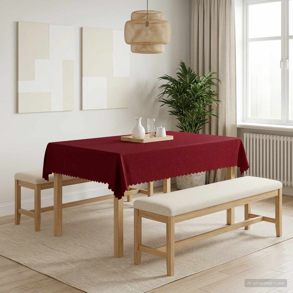 Pöydän Liina Suorakaide Viininpunainen 140 x 160 cm