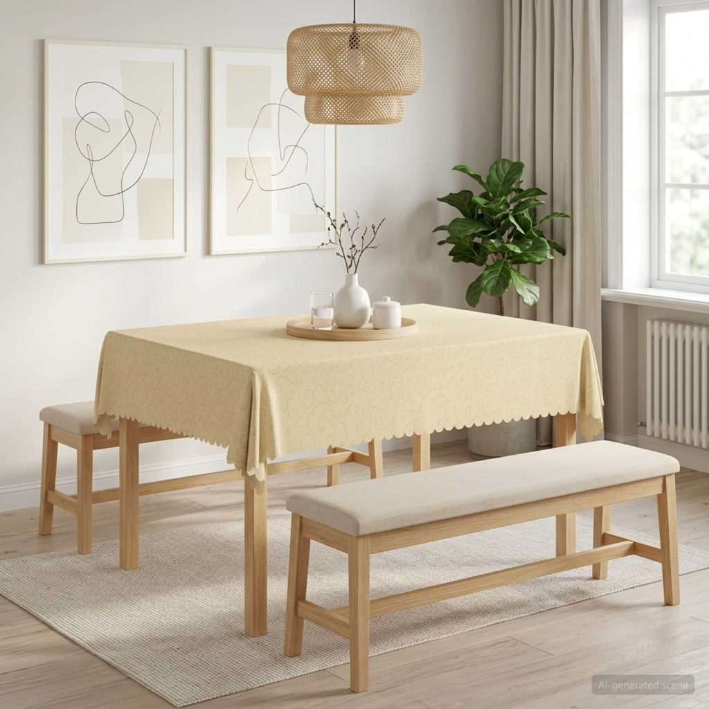Pöydän Liina Suorakaide Kermanvalkoinen 140 x 180 cm