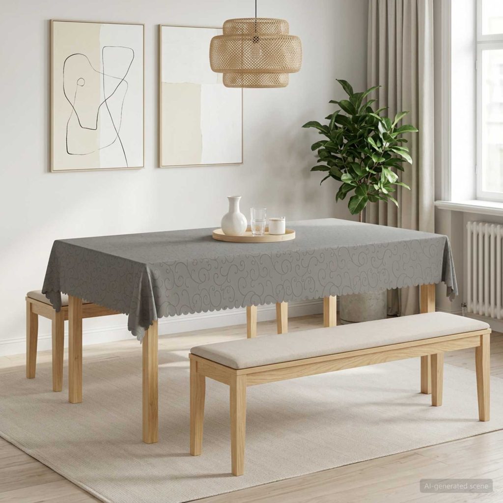 Pöydän Liina Suorakaide Vaaleanharmaa 140 x 200 cm