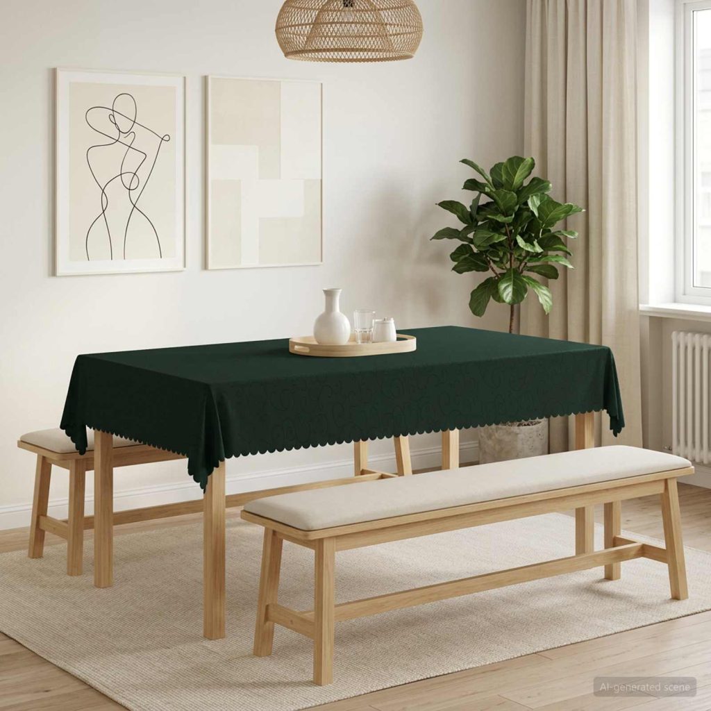Pöydän Liina Suorakaide Tummanvihreä 140 x 200 cm
