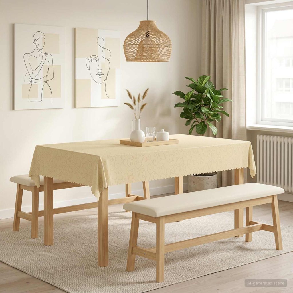 Pöydän Liina Suorakaide Kermanvalkoinen 140 x 200 cm