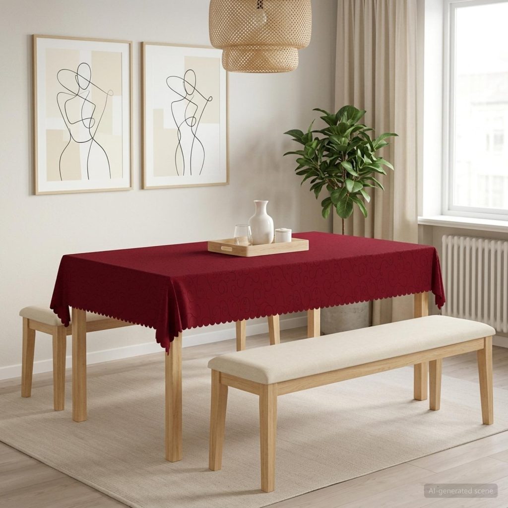 Pöydän Liina Suorakaide Viininpunainen 140 x 200 cm