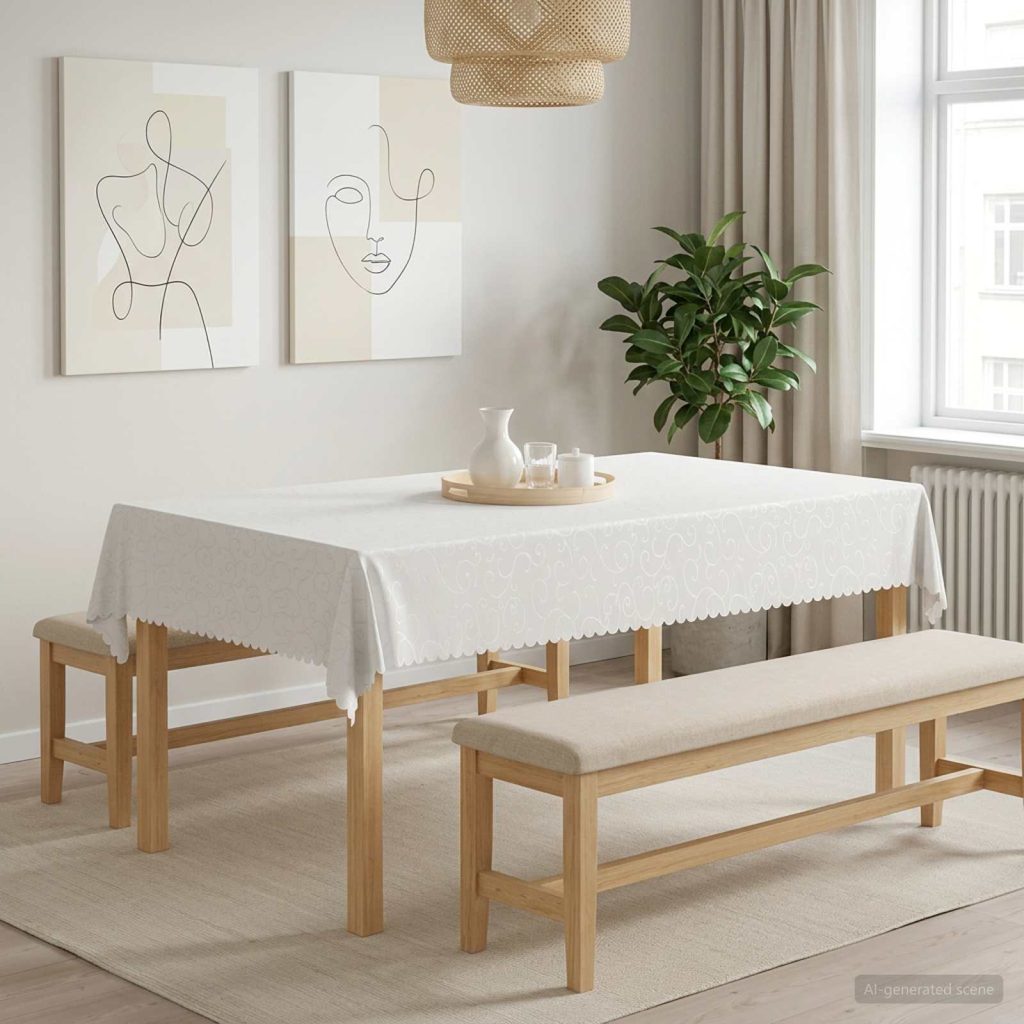 Pöydän Liina Suorakaide valkoinen 140 x 220 cm
