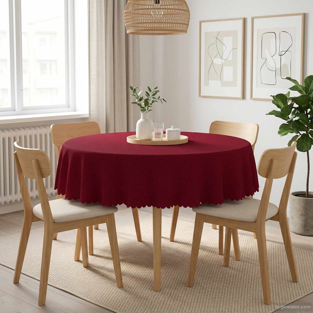 Pöydän Liina Pyöreä Viininpunainen Ø 140 cm
