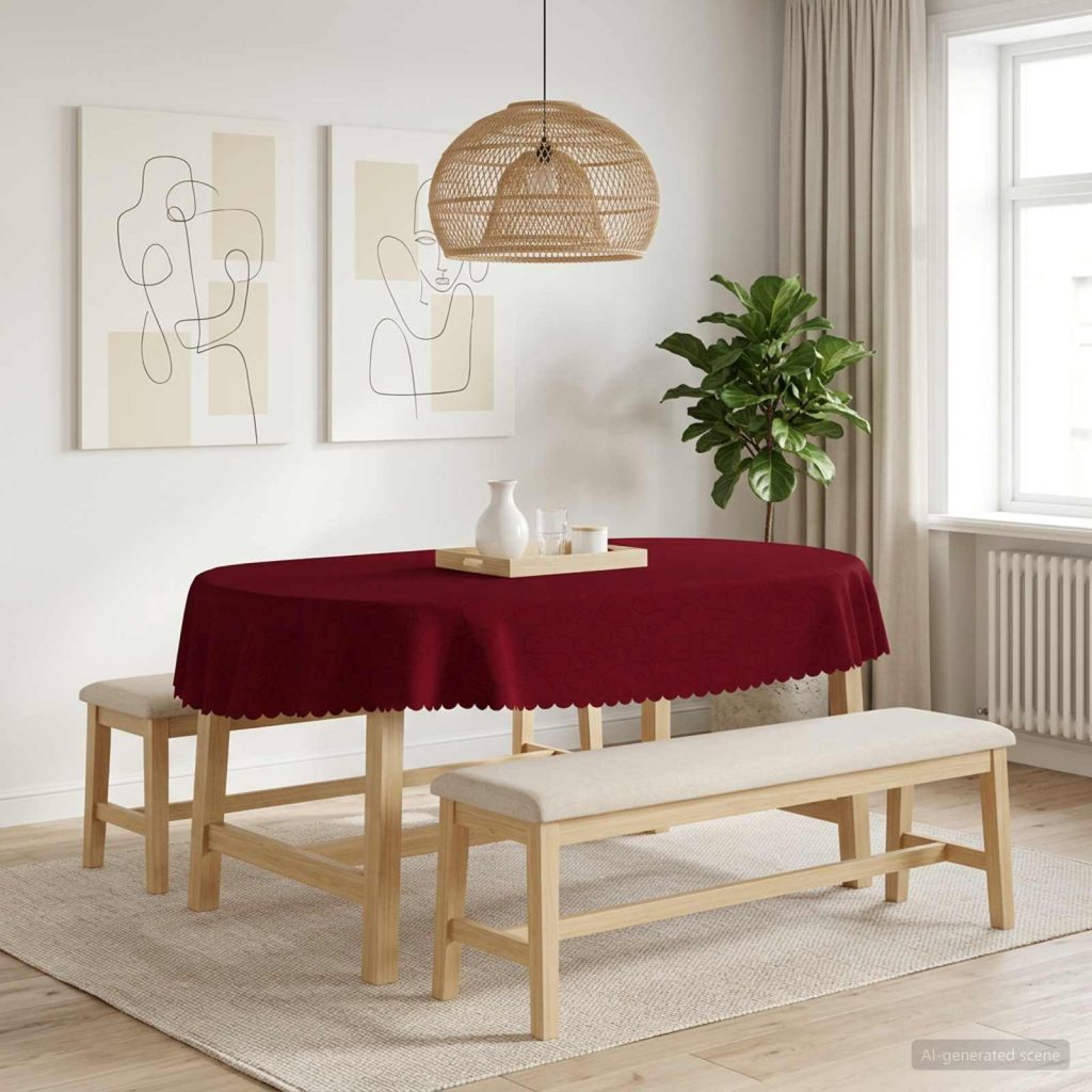 Pöydän Liina Ovaali Viininpunainen 130 x 180 cm