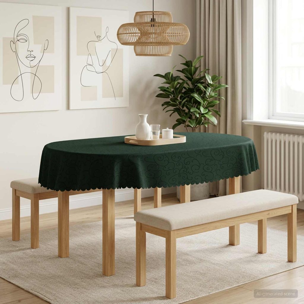 Pöydän Liina Ovaali Tummanvihreä 160 x 220 cm