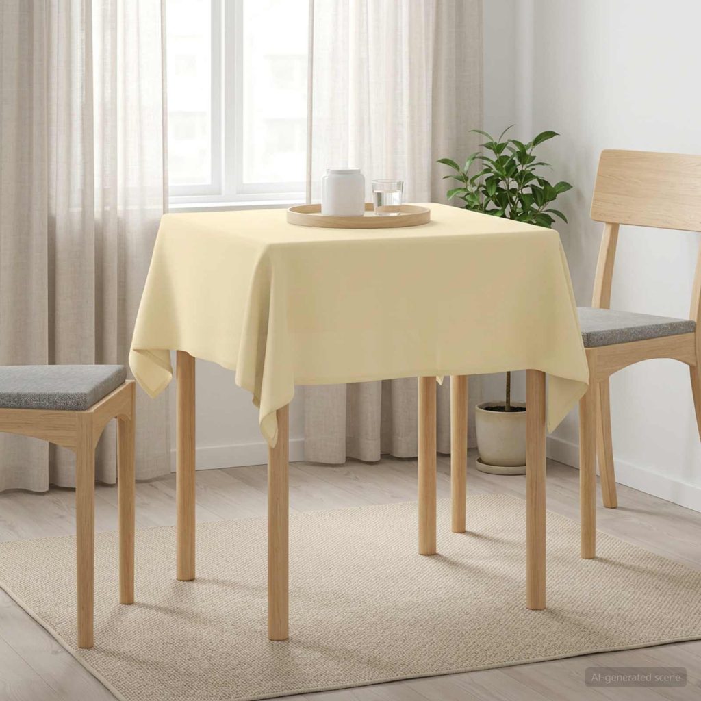 Pöydän Liina 5 kpl Neliö Kermanvalkoinen 90 x 90 cm Polyesteri